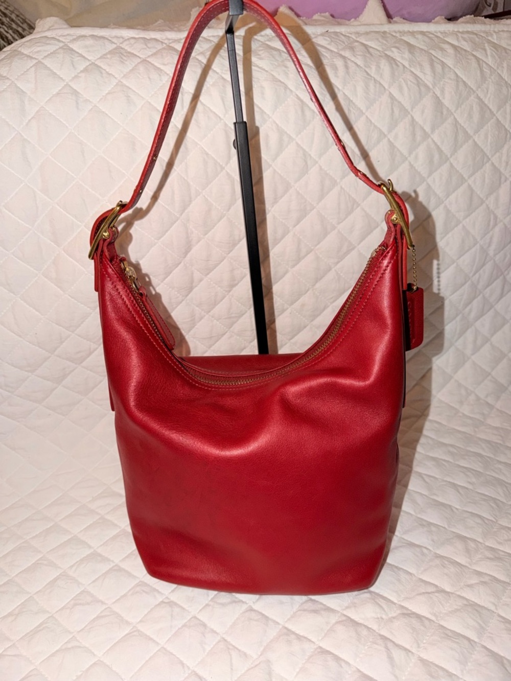 Coach Red Leather Shoulder hobo Vintage - Picture 3 of 16